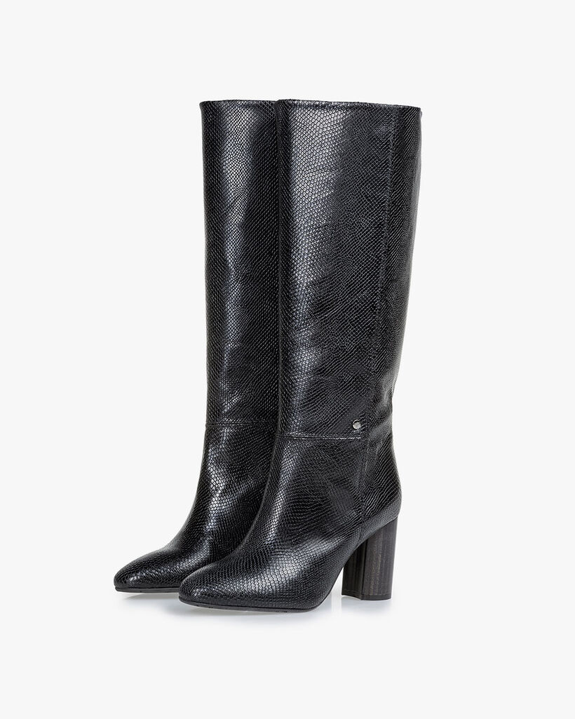 Stiefel Reptilienprint schwarz
