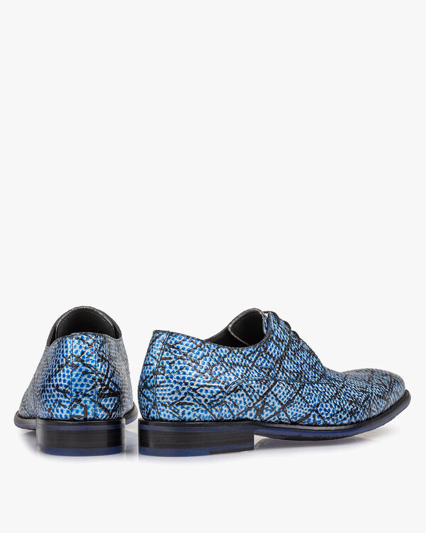 Lace shoe blue printed leather