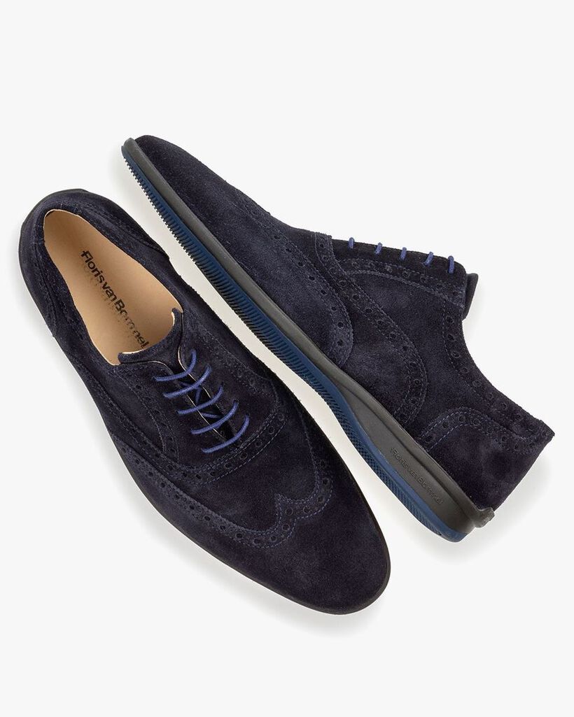 Lace shoe suede leather blue