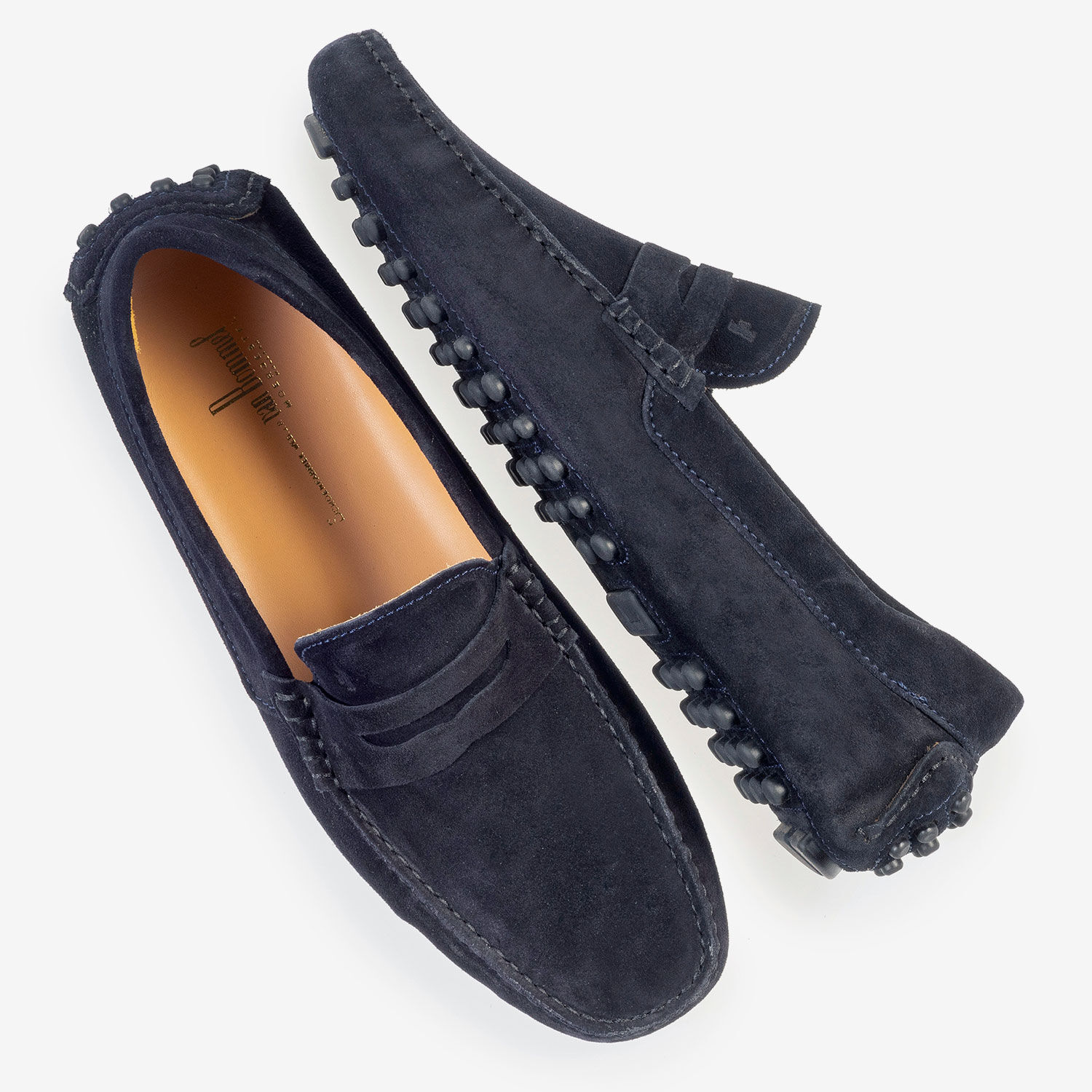 Blue suede leather moccasin 15100 01 van Bommel Official