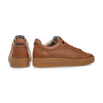 Sneaker Leder-Print cognac