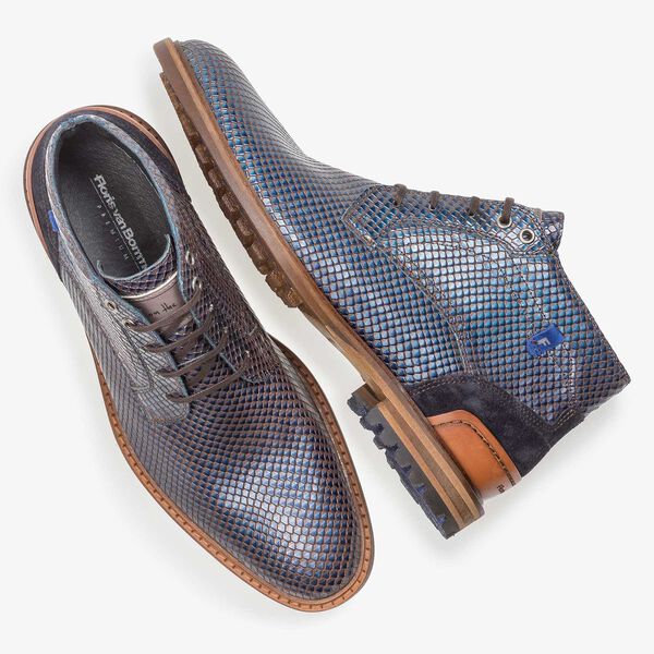 Premium printed metallic leather lace shoe