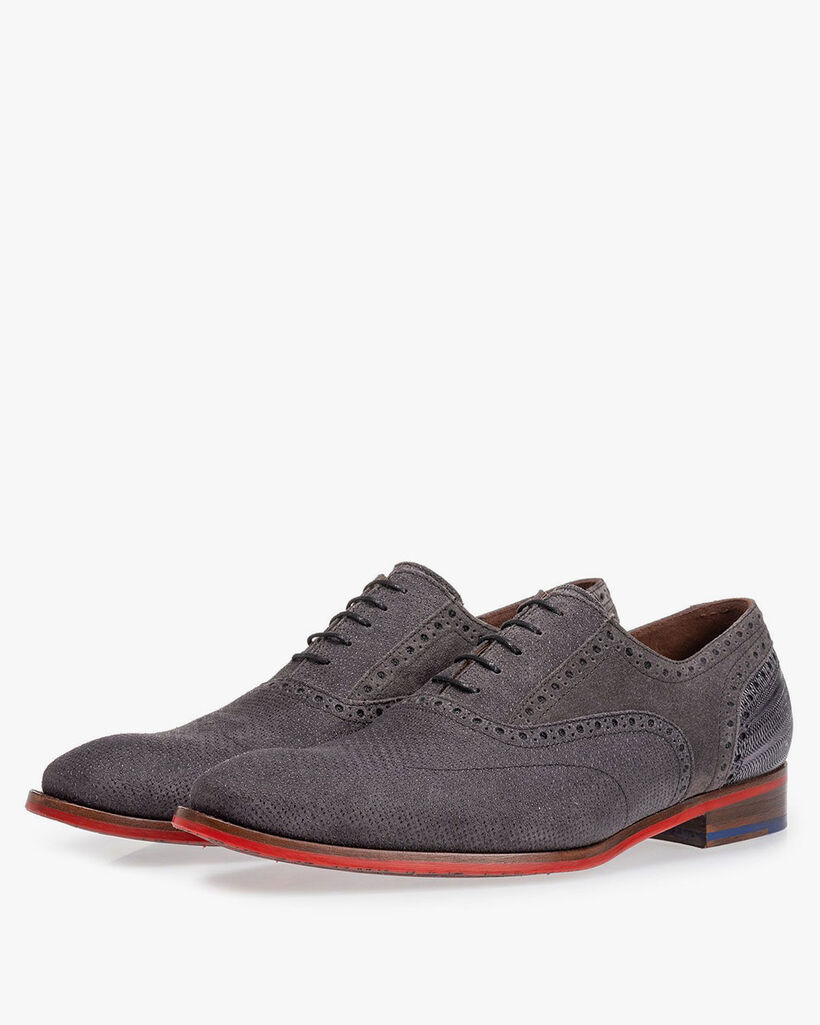Lace shoe dark grey with print