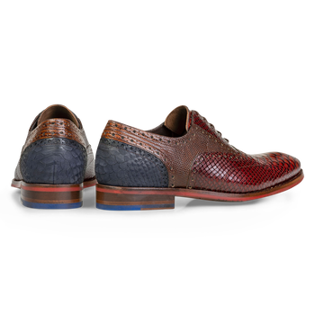 Schn&uuml;rschuh Leder mit Print cognac