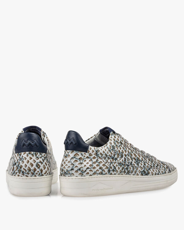 Sneaker printed leather sand-coloured