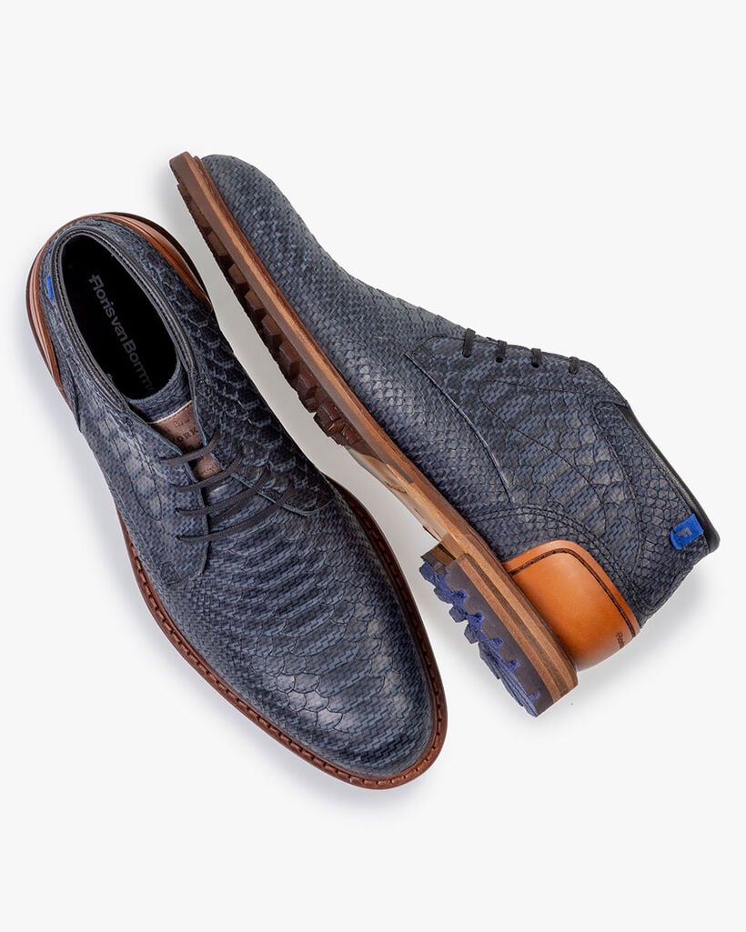 Schnürstiefel Nubukleder blau