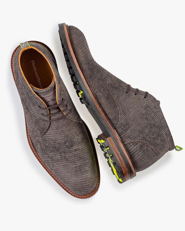 Schnürstiefel Reptilienprint dunkelgrau