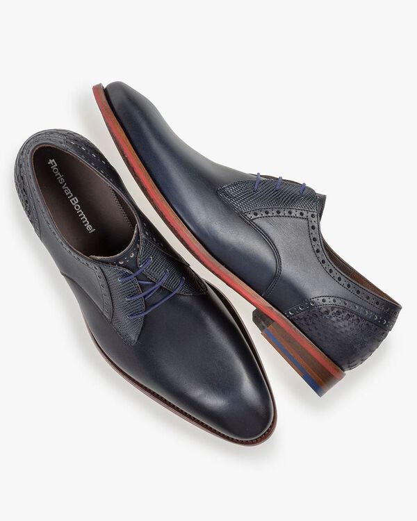 Schnürschuh Kalbsleder blau