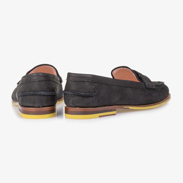 Black structured nubuck leather loafer