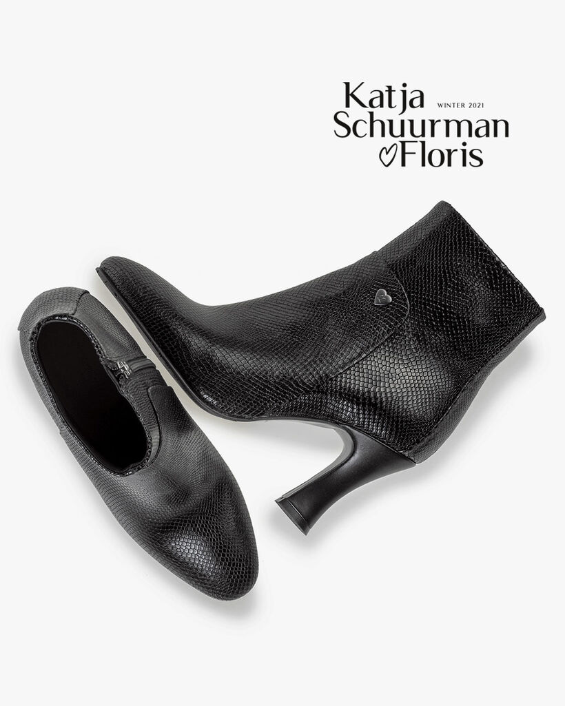 Stiefelette Reptilienprint schwarz