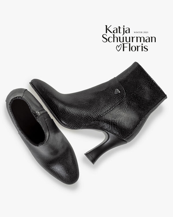 Stiefelette Reptilienprint schwarz