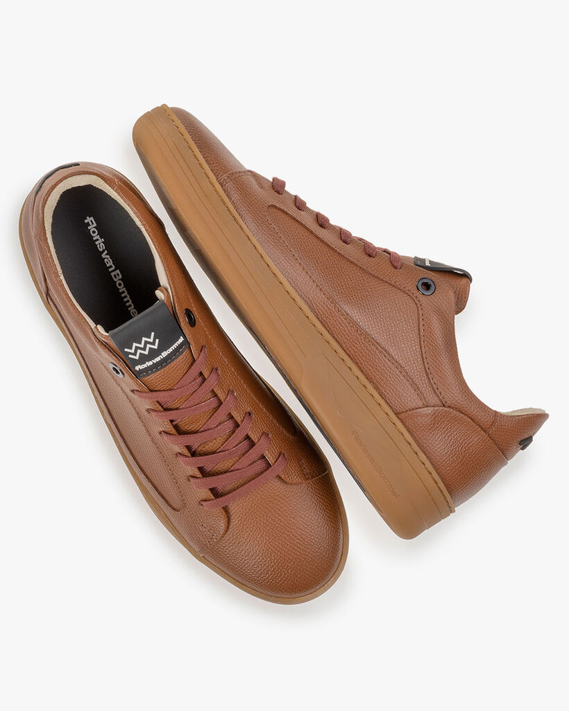 Sneaker Leder-Print cognac