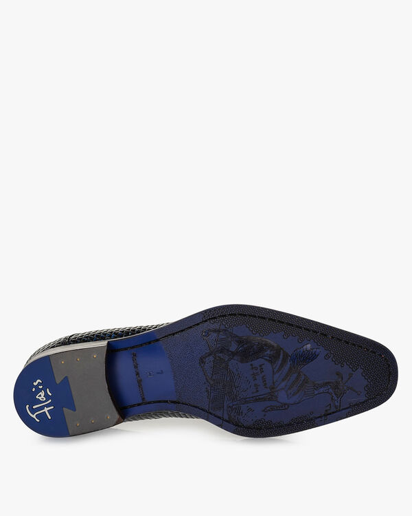 Lace shoe printed leather dark blue