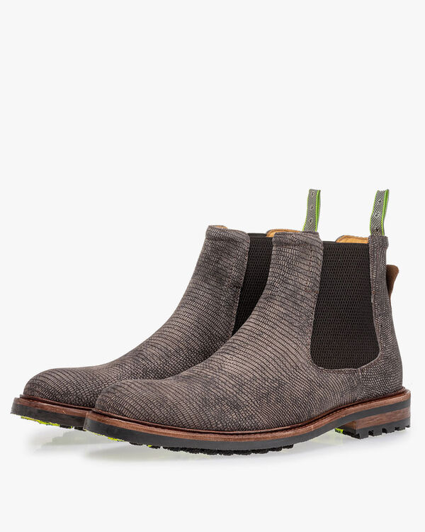 Chelsea Boot Reptilienprint dunkelgrau