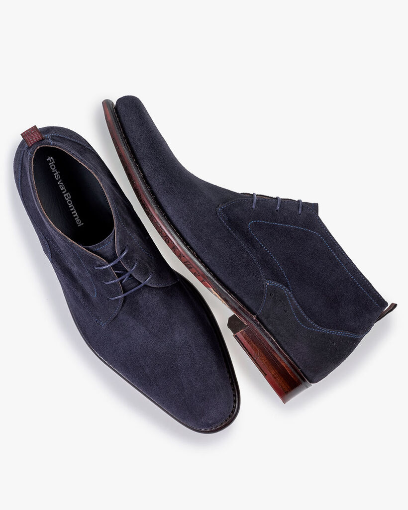 Schnürstiefel Wildleder blau