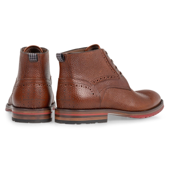 Lace boot structured leather cognac