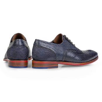 Schnürschuh Leder mit Print blau