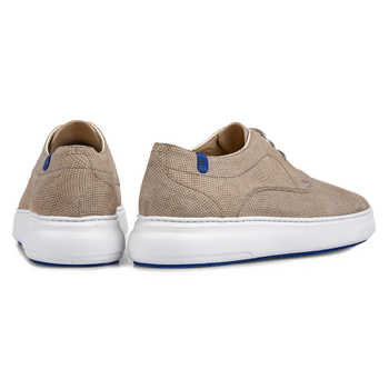 Sneaker printed suede leather sand-coloured