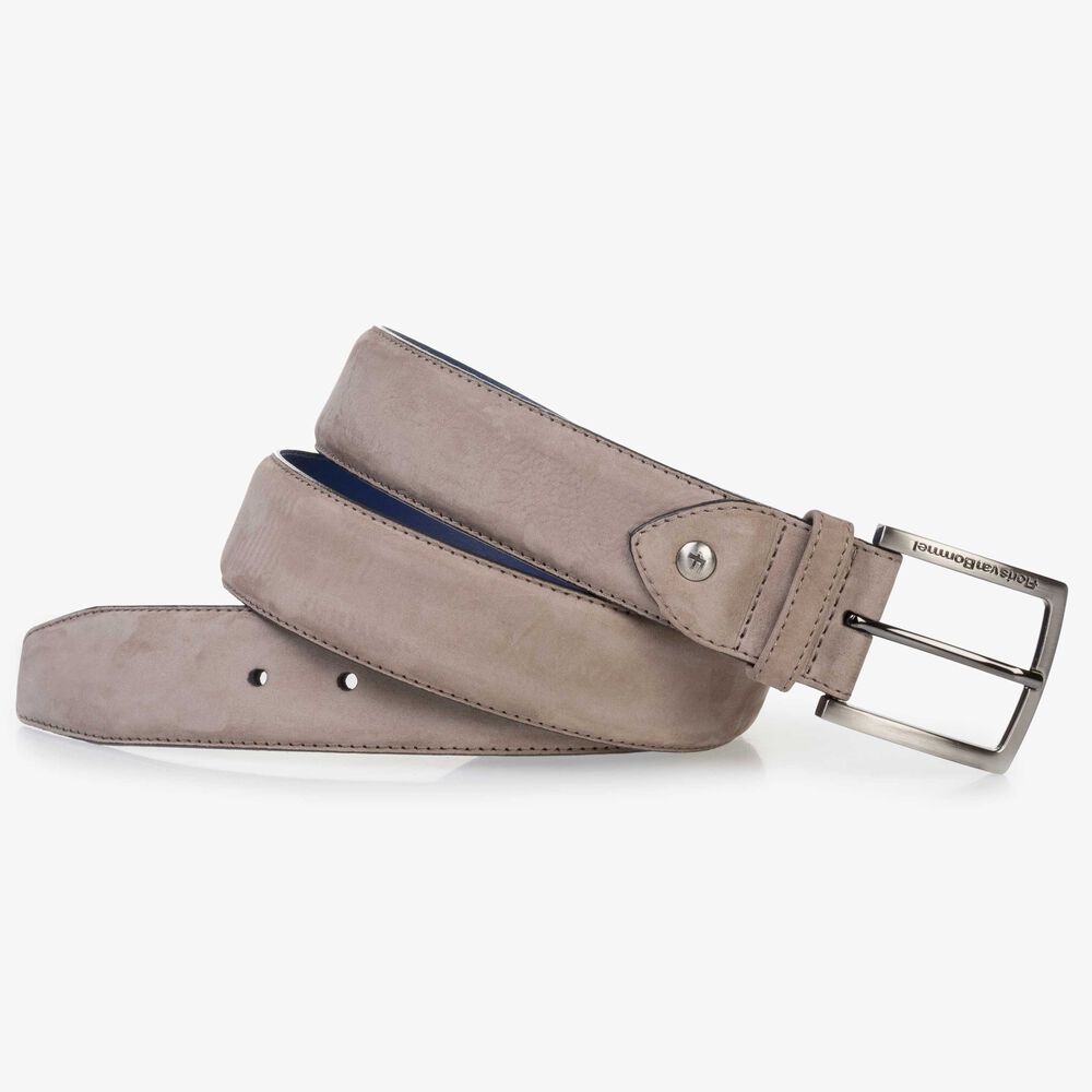 Taupe-coloured nubuck leather belt