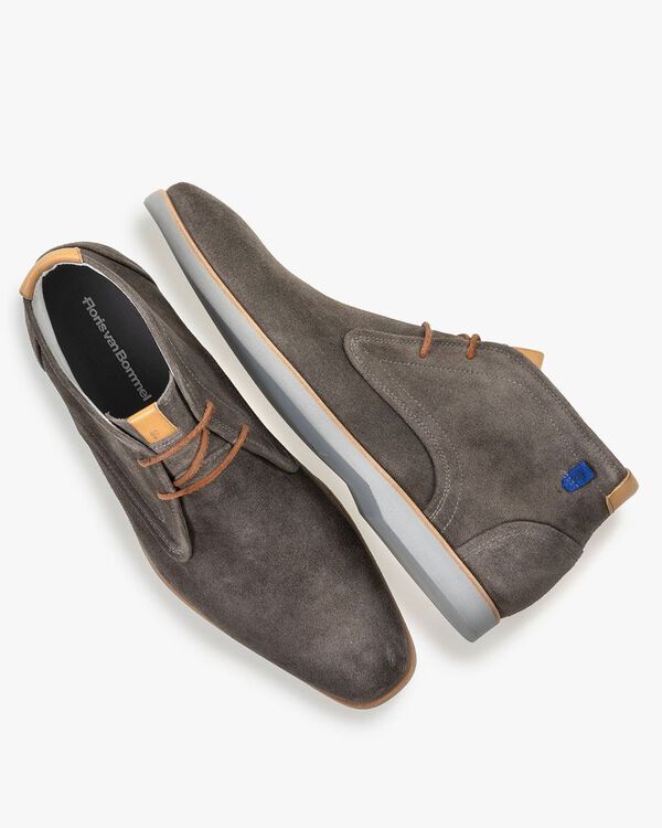 Boot suede leather dark grey