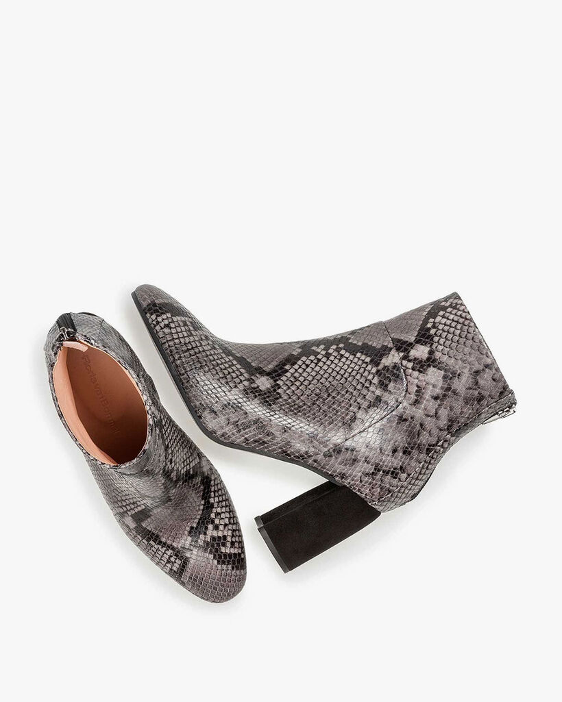 Grey ankle boot snake print