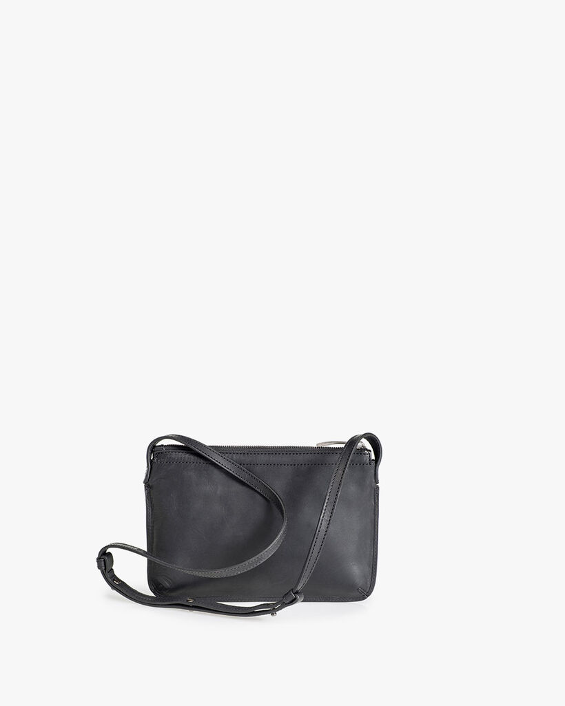 Schwarze Leder-Crossbody-Tasche