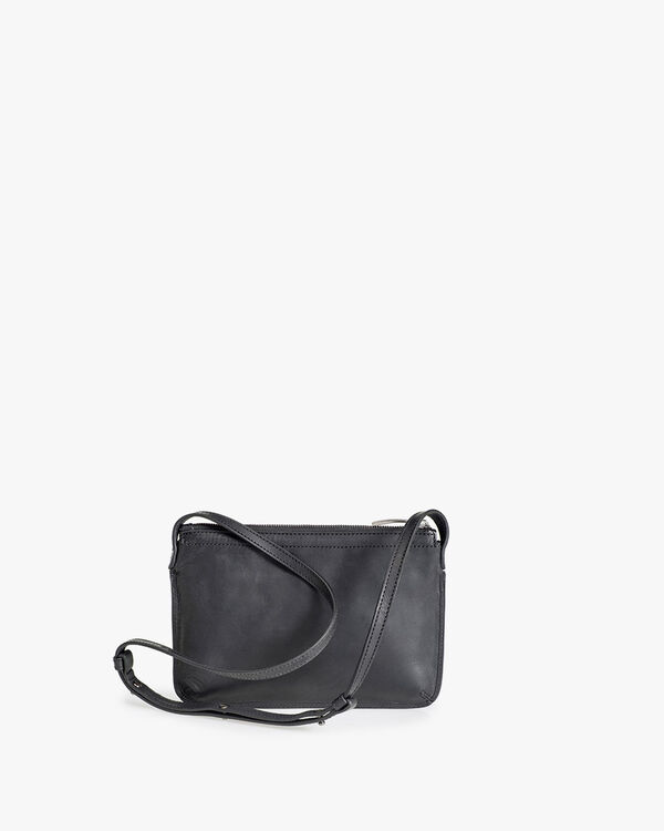 Schwarze Leder-Crossbody-Tasche