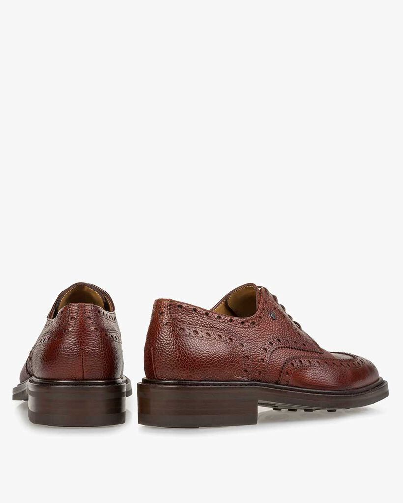 Schn&uuml;rschuh Leder-Print cognac