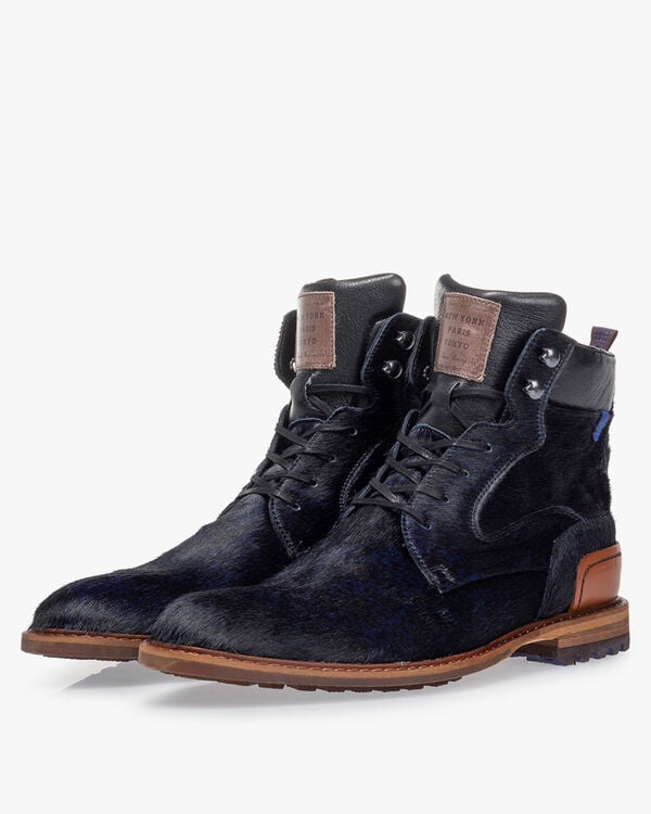 Schnürstiefel Pony blau