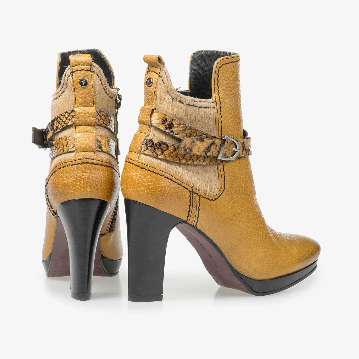 Women s ankle boots Ochre yellow buckle ankle boot Floris van