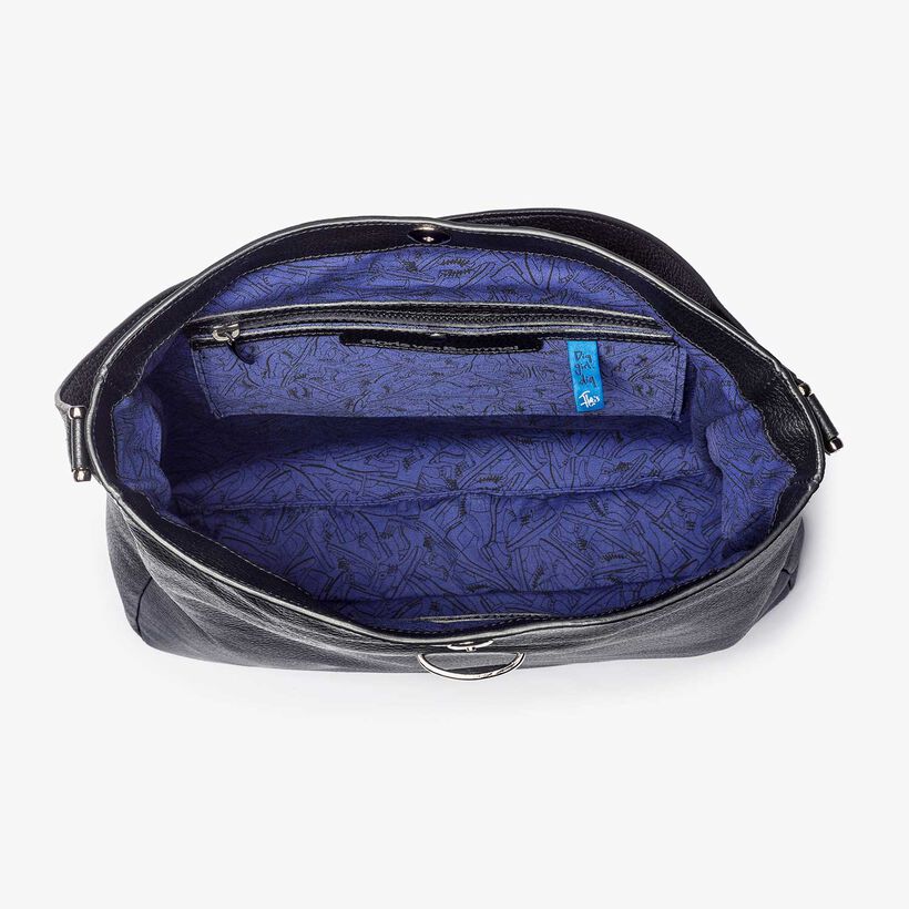 Schwarze Nubukleder-Umh&auml;ngetasche