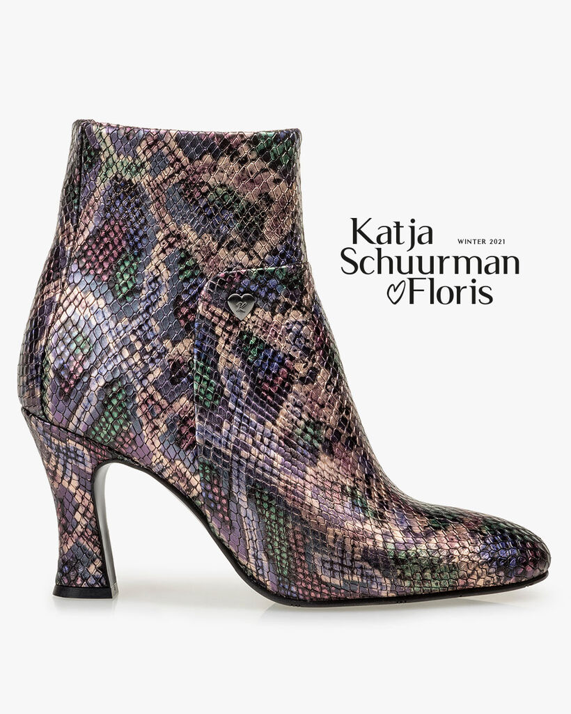 Stiefelette Metallic-Print rosa