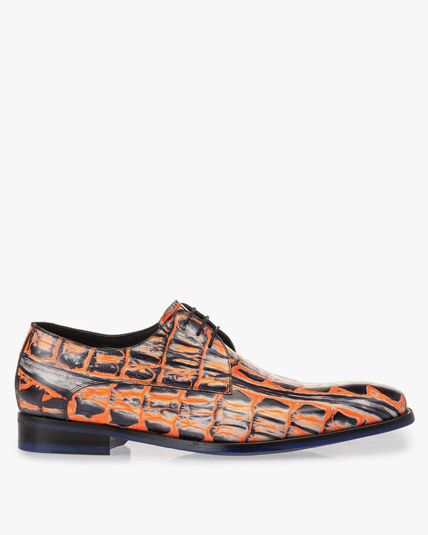 Lace shoe orange croco print