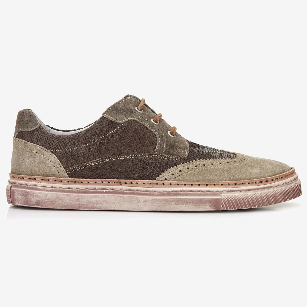 Floris van Bommel brown snake print men's sneaker
