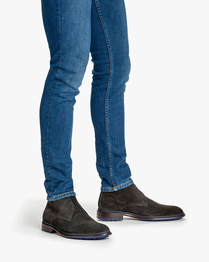 Lace boot suede dark green