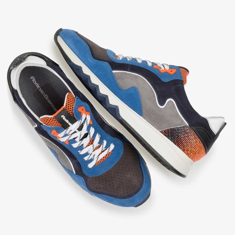 Blau-oranger Wildleder-Sneaker