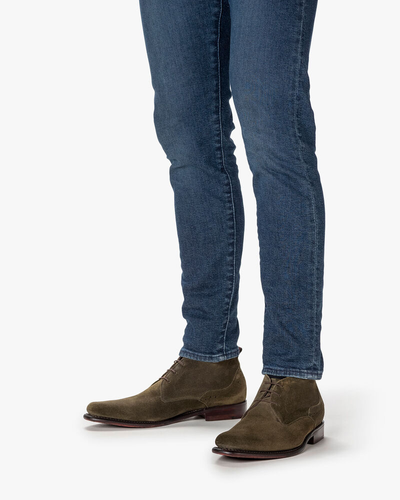 Schnürstiefel Wildleder dunkelgrün