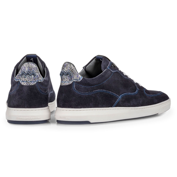 Sneaker mit Print Wildleder blau