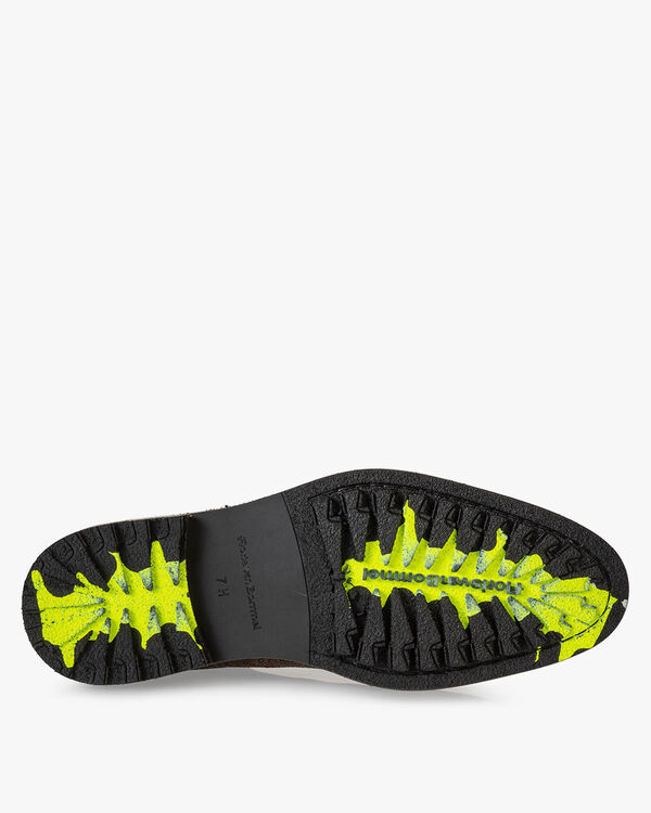 Schnürstiefel Leder-Print braun