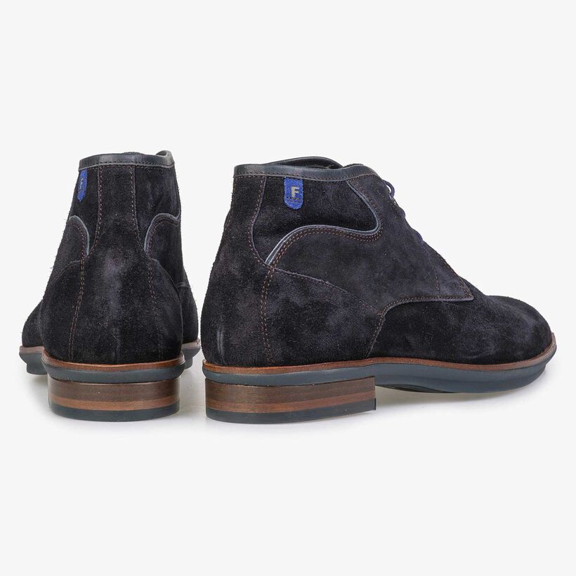 Dark blue suede leather lace boot