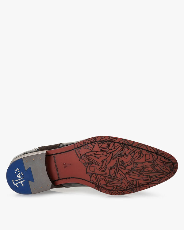 Schn&uuml;rschuh Metallic-Print bronze