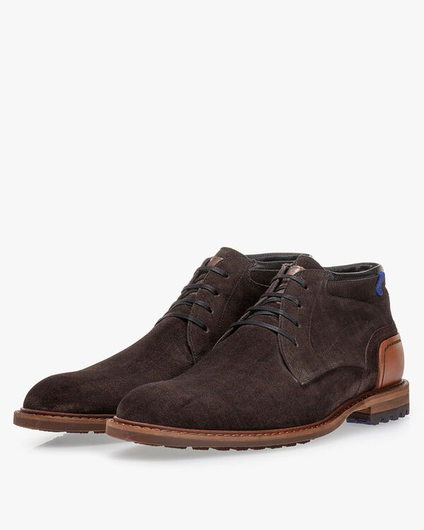 Schn&uuml;rstiefel Wildleder dunkelbraun