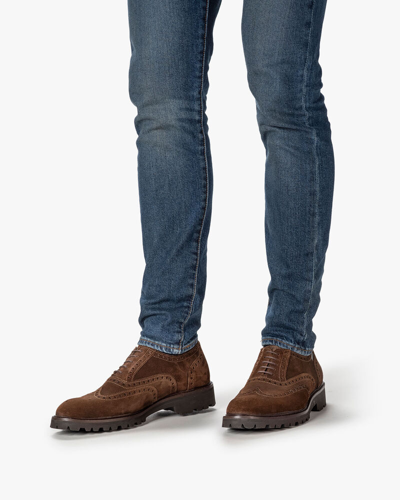 Schn&uuml;rschuh Wildleder cognac