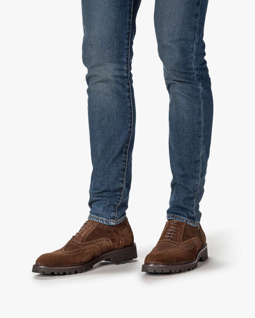 Schn&uuml;rschuh Wildleder cognac