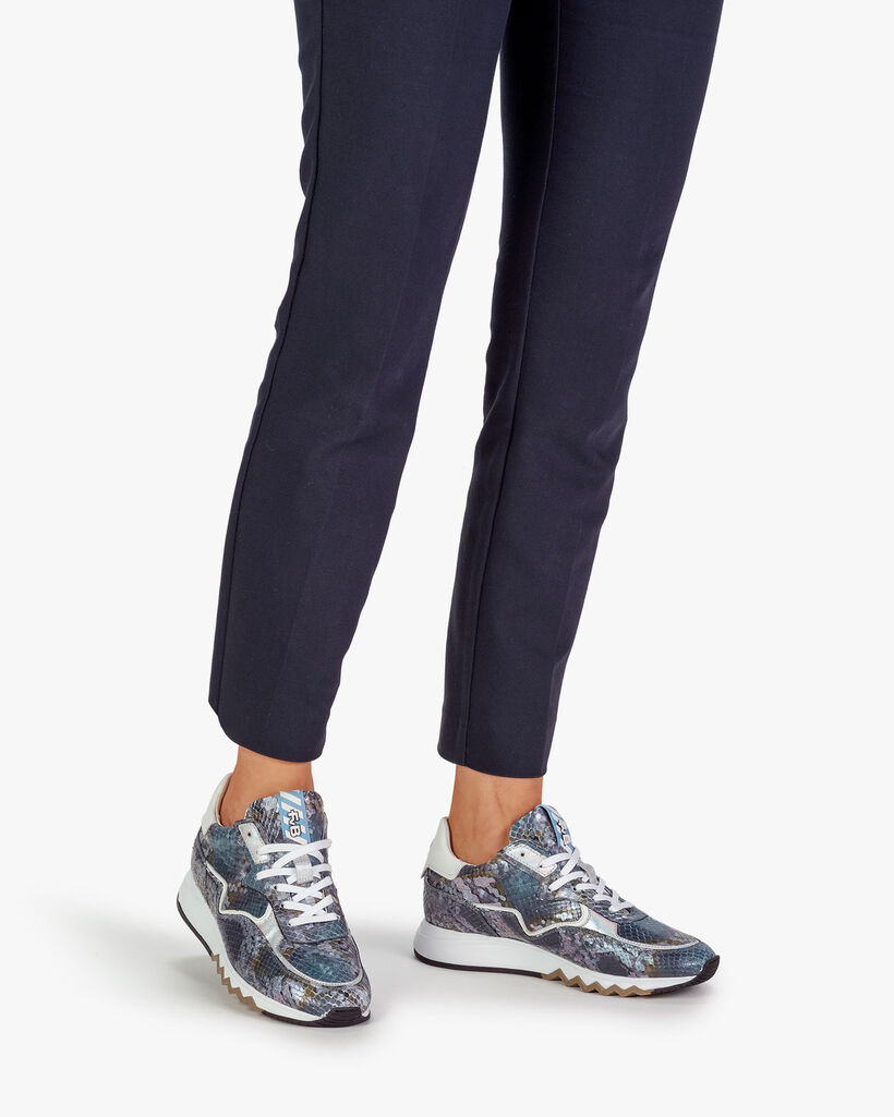 Nineti Leder mit Print blau