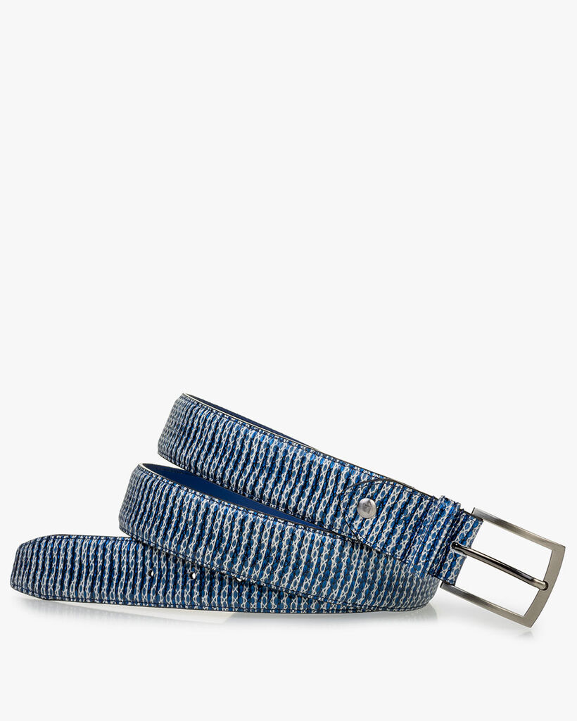 Belt metallic with print blue