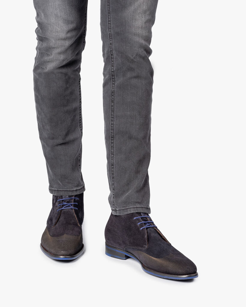 Lace boot blue with print