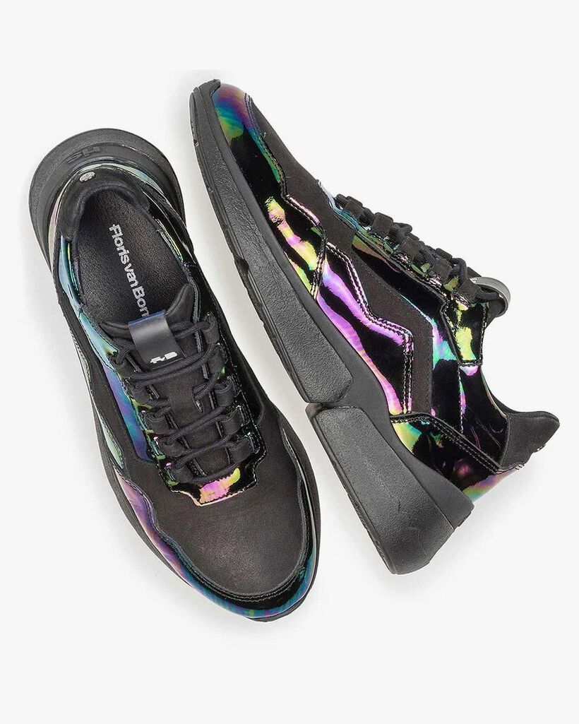 Multi-coloured patent leather sneaker