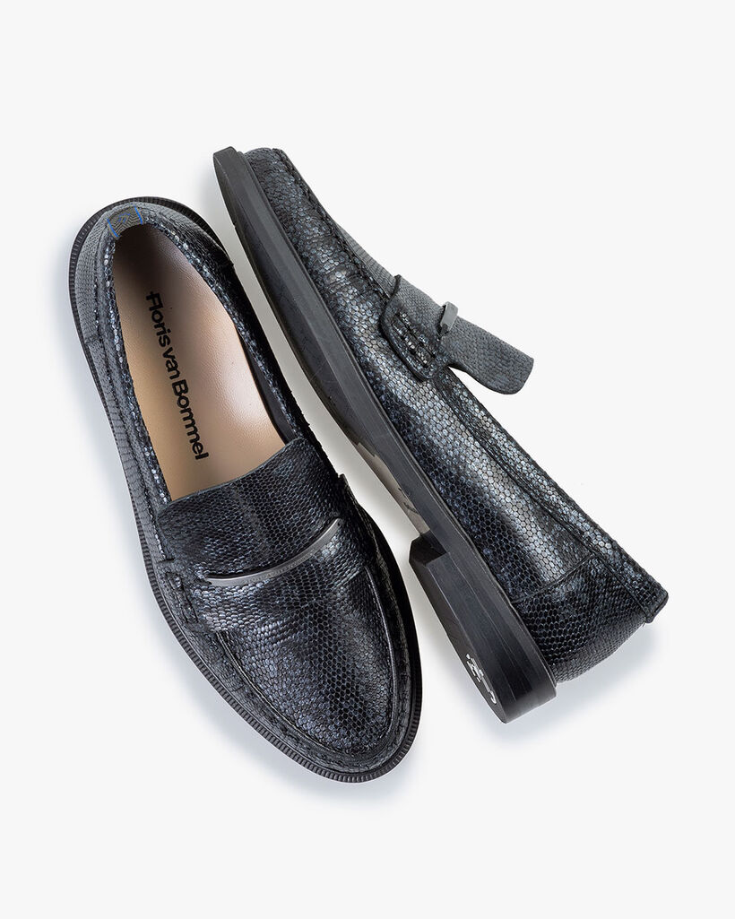 Loafer Metallic-Print blau