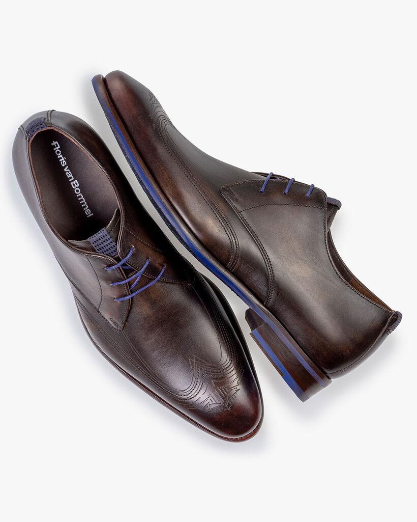 Lace shoe calf leather dark brown